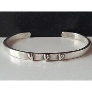 Comstock 925 Sterling Silver Three Heart Cuff Bracelet Vintage